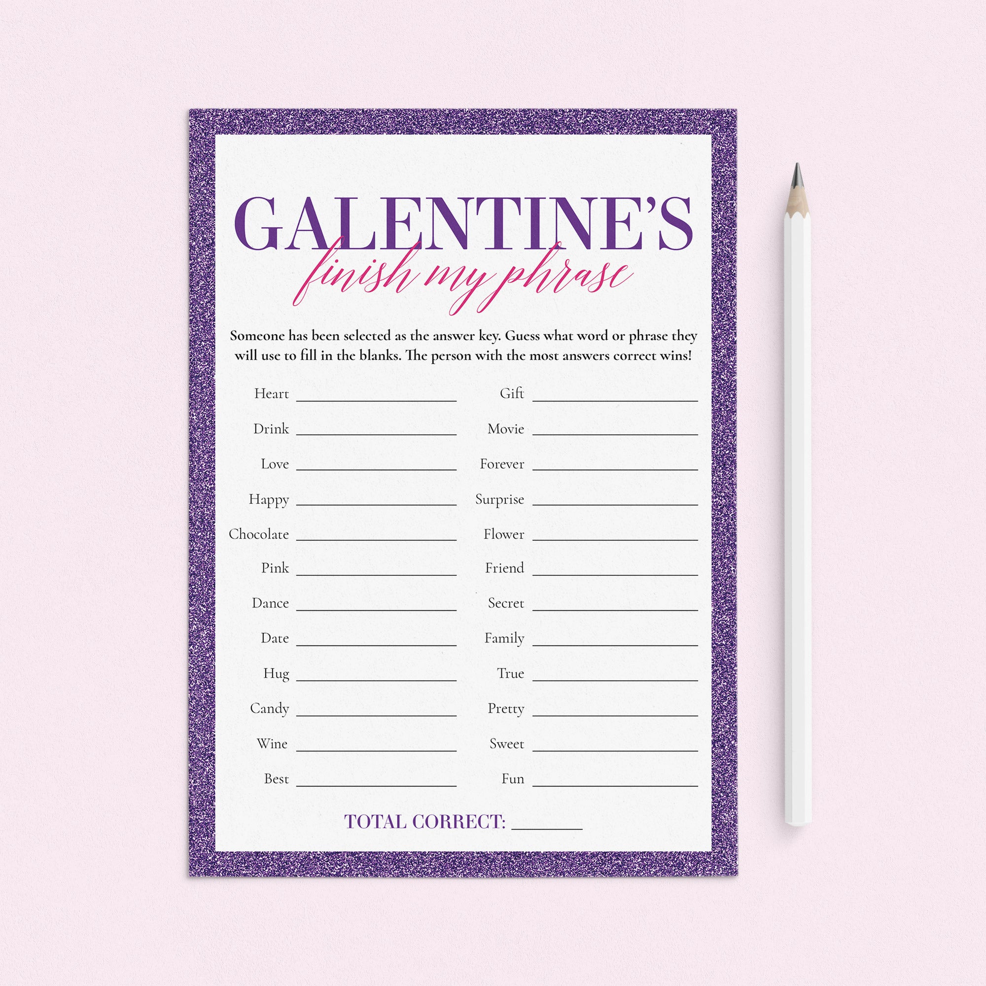 Galentine's Day Game Printable Finish That Phrase by LittleSizzle