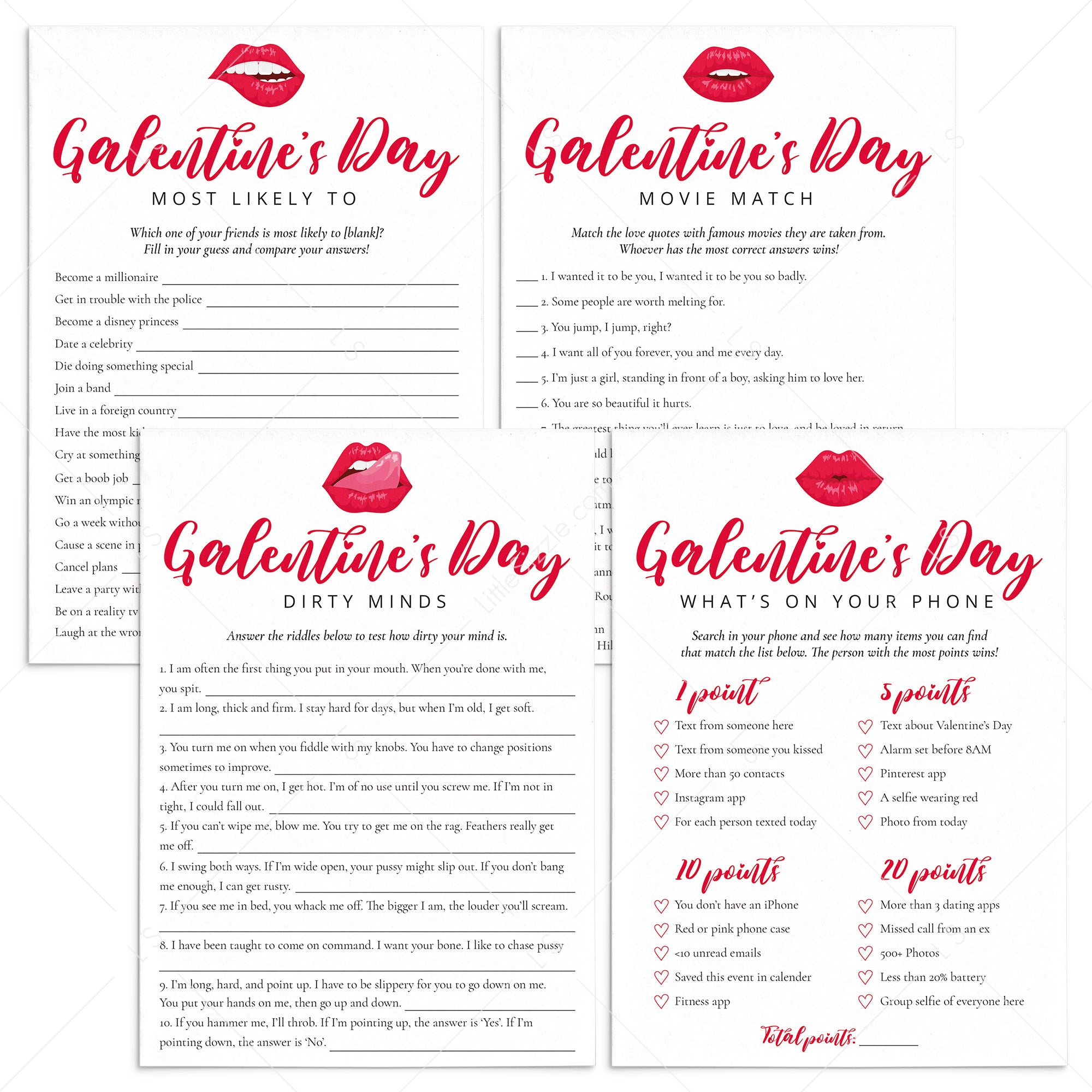 Adult Galentines Day Games Pack Printable by LittleSizzle