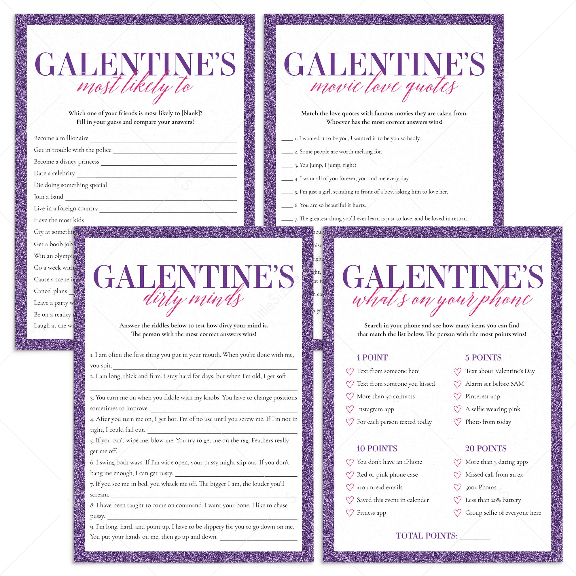 Printable Galentines Games Bundle Digital Download by LittleSizzle