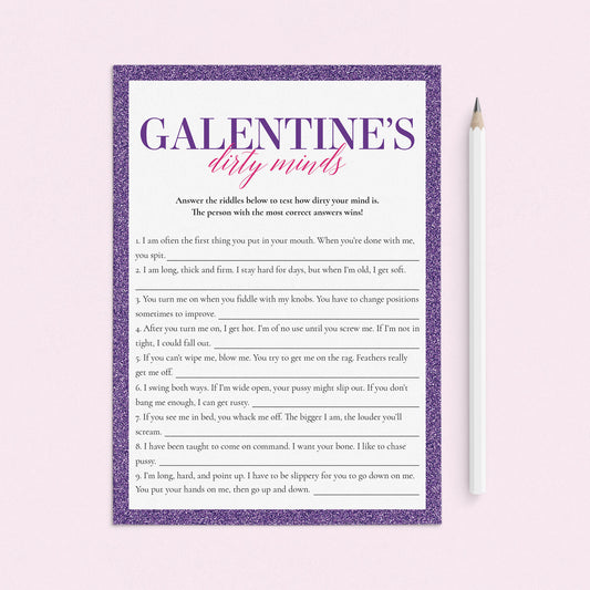 Adult Galentine's Day Game Dirty Minds Printable by LittleSizzle