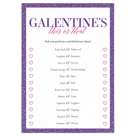 Printable Galentine's Day Game This or That Digital Download by LittleSizzle