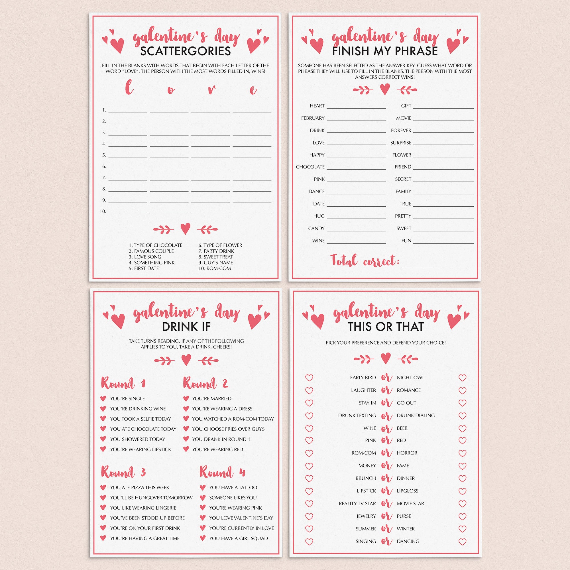 Galantine's Day Party Games Bundle Printable & Virtual by LittleSizzle