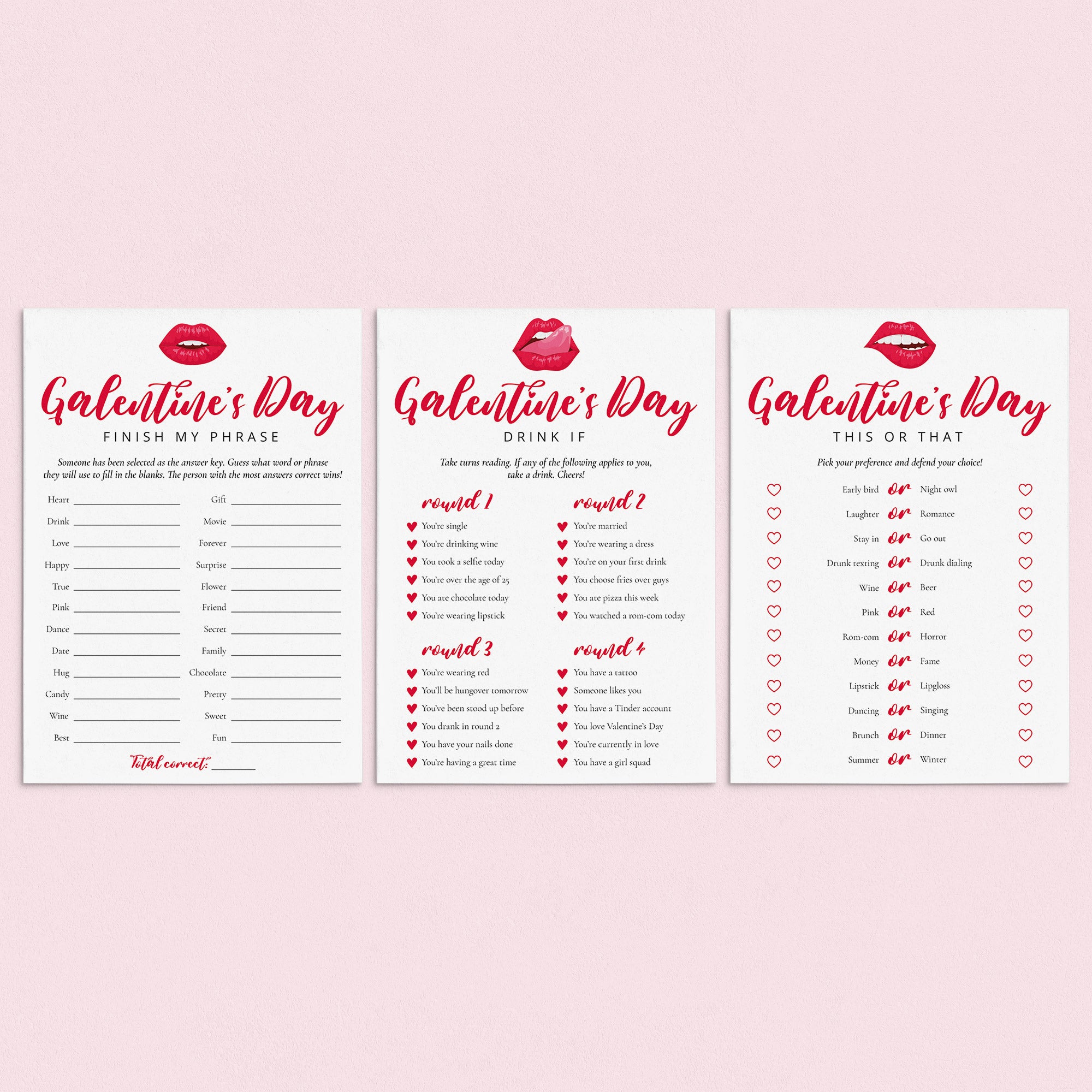 Galentine's Day Party Games Set Printable by LittleSizzle