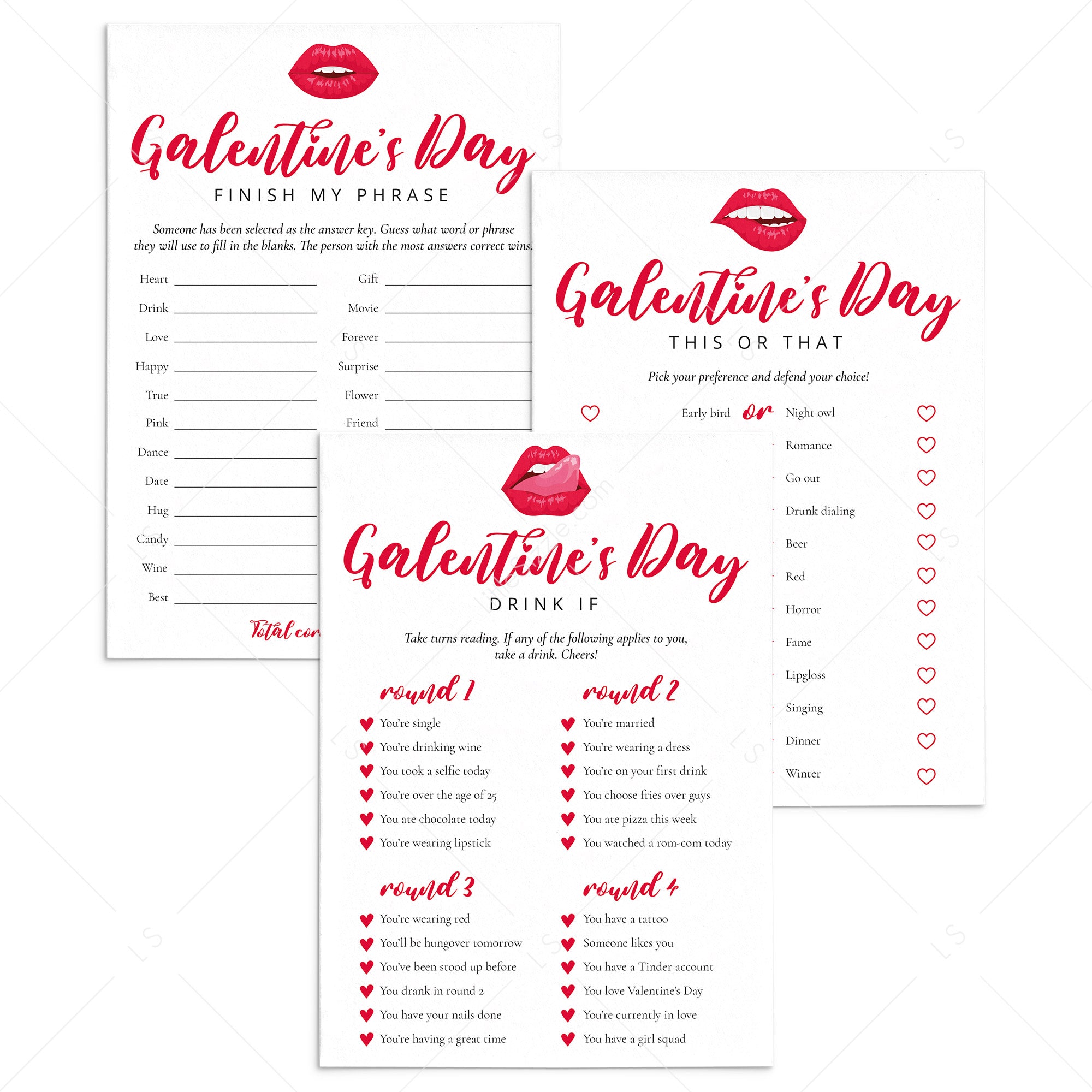Galentine's Day Party Games Set Printable by LittleSizzle