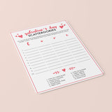 Printable and Virtual Scattergories Game for Galentine's Day Party