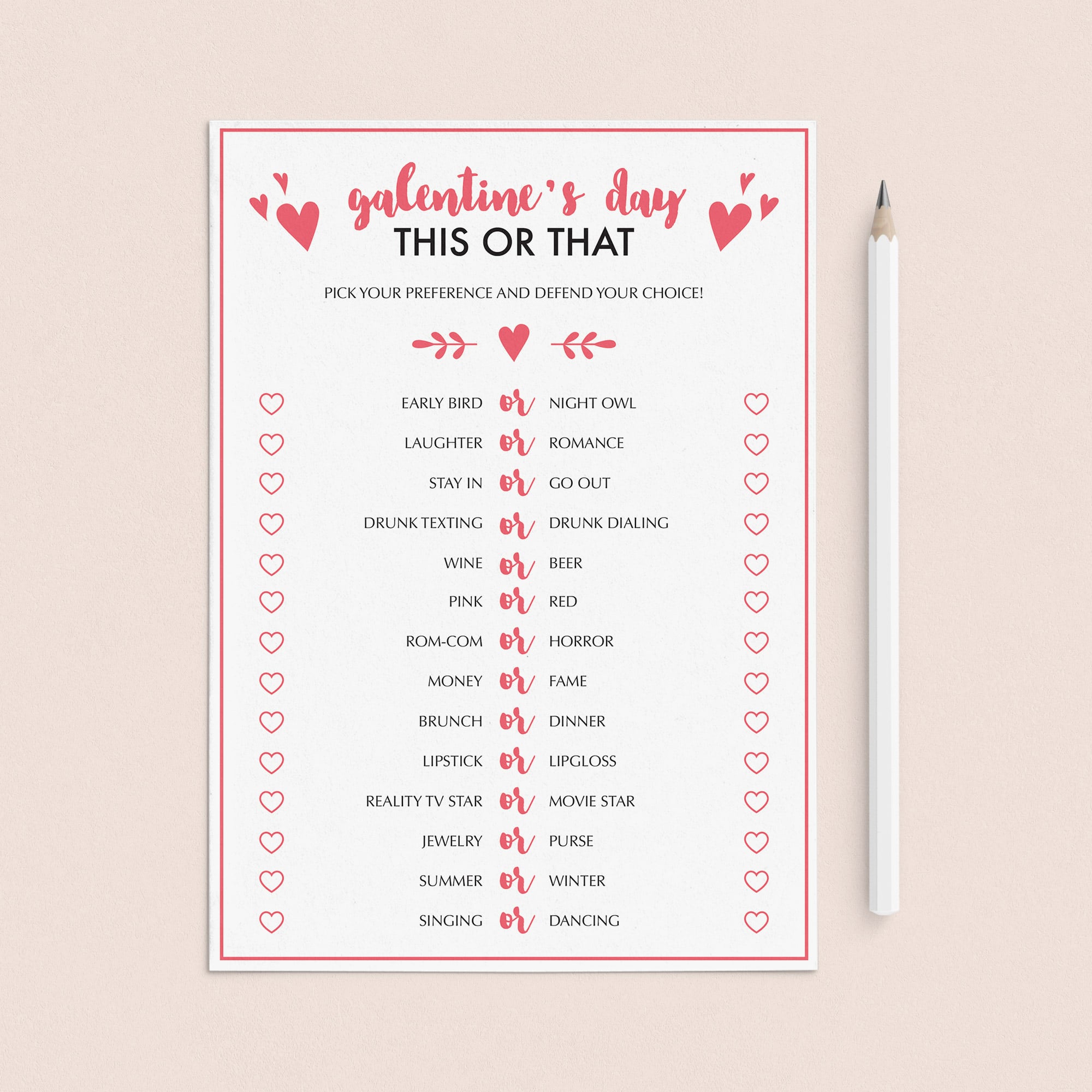 Fun Galentine's Day Party Game This Or That by LittleSizzle