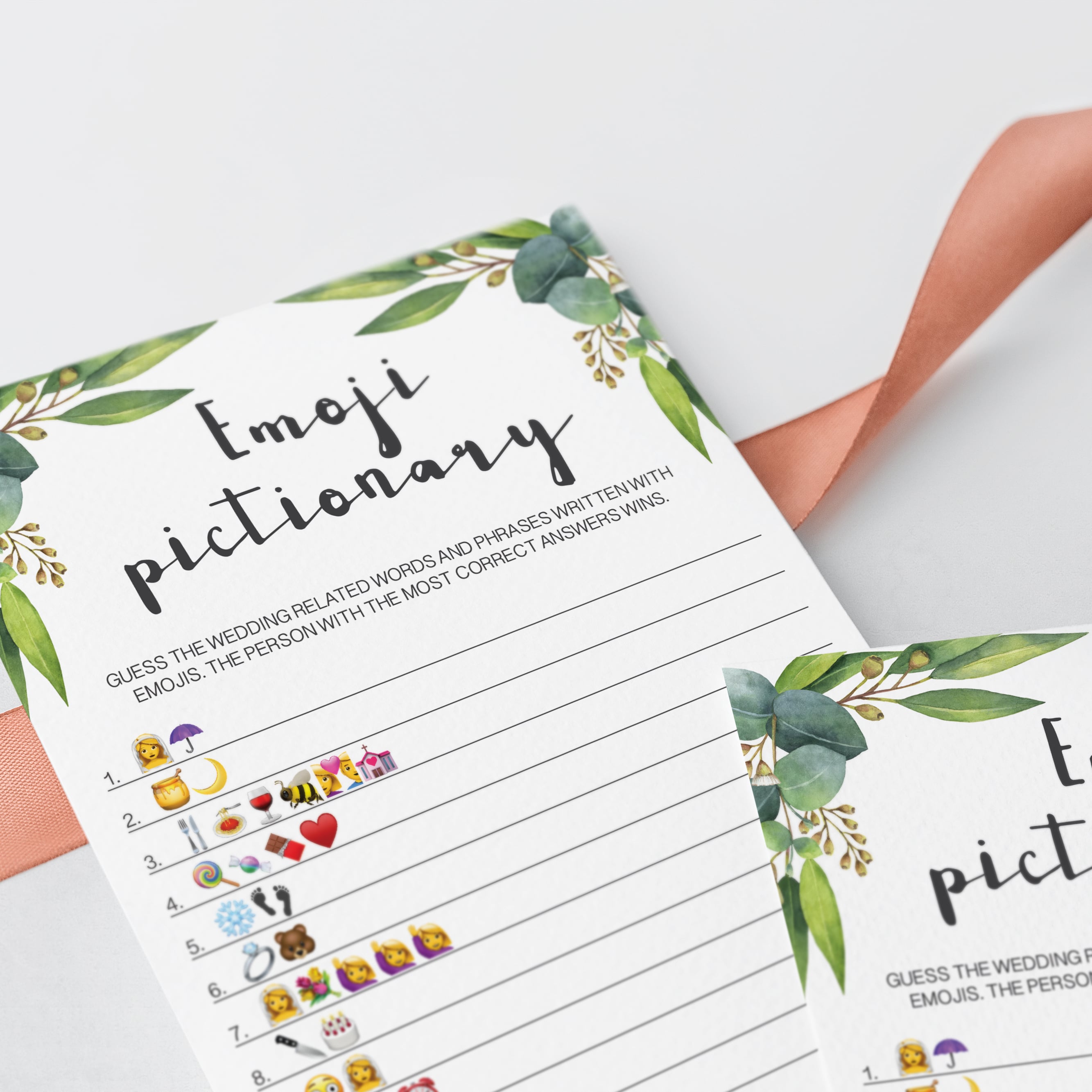 greenery bridal shower word scramble game printable