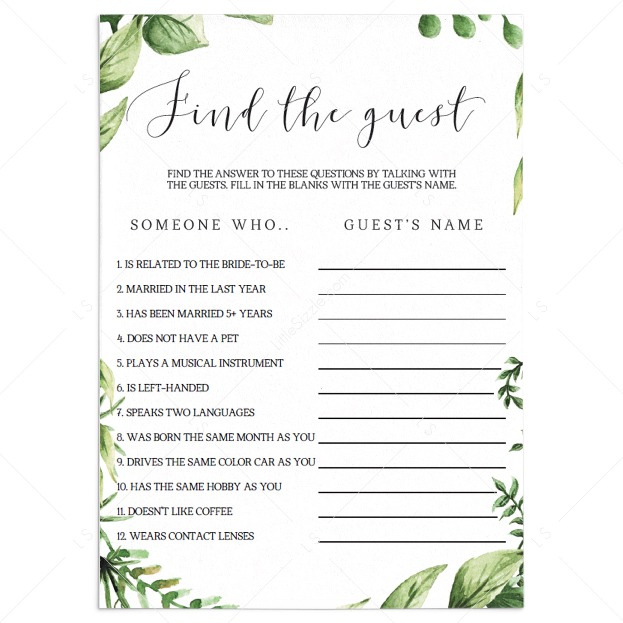 Think Fast Icebreaker Game Printable | Instant Download