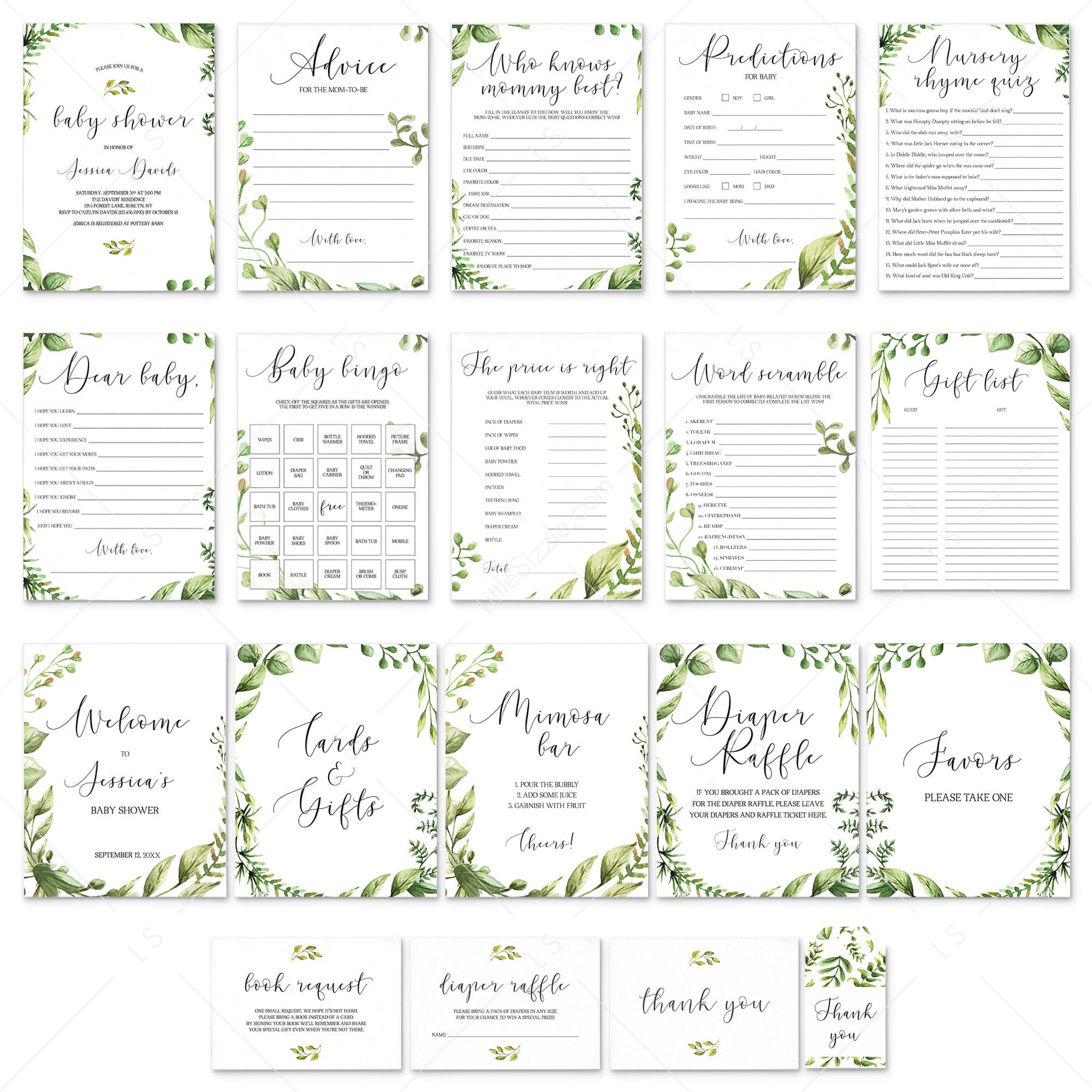 Garden Baby Shower Complete Bundle Printable by LittleSizzle