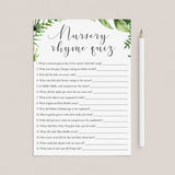 Download nursery rhyme quiz answer key for baby shower game by LittleSizzle