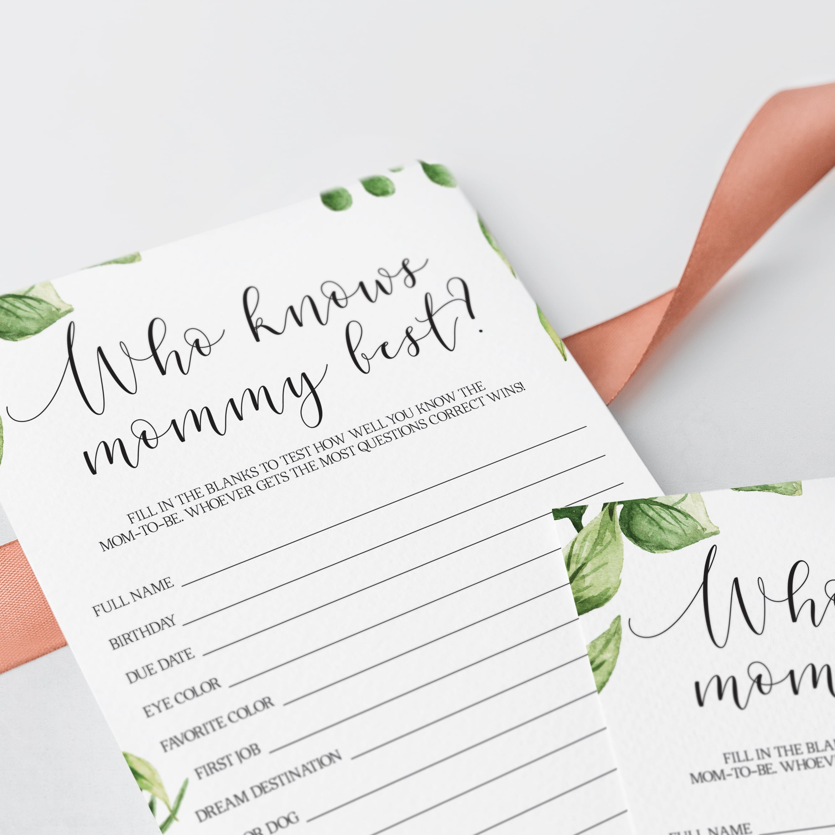 Watercolor green leaf baby shower decor printable by LittleSizzle