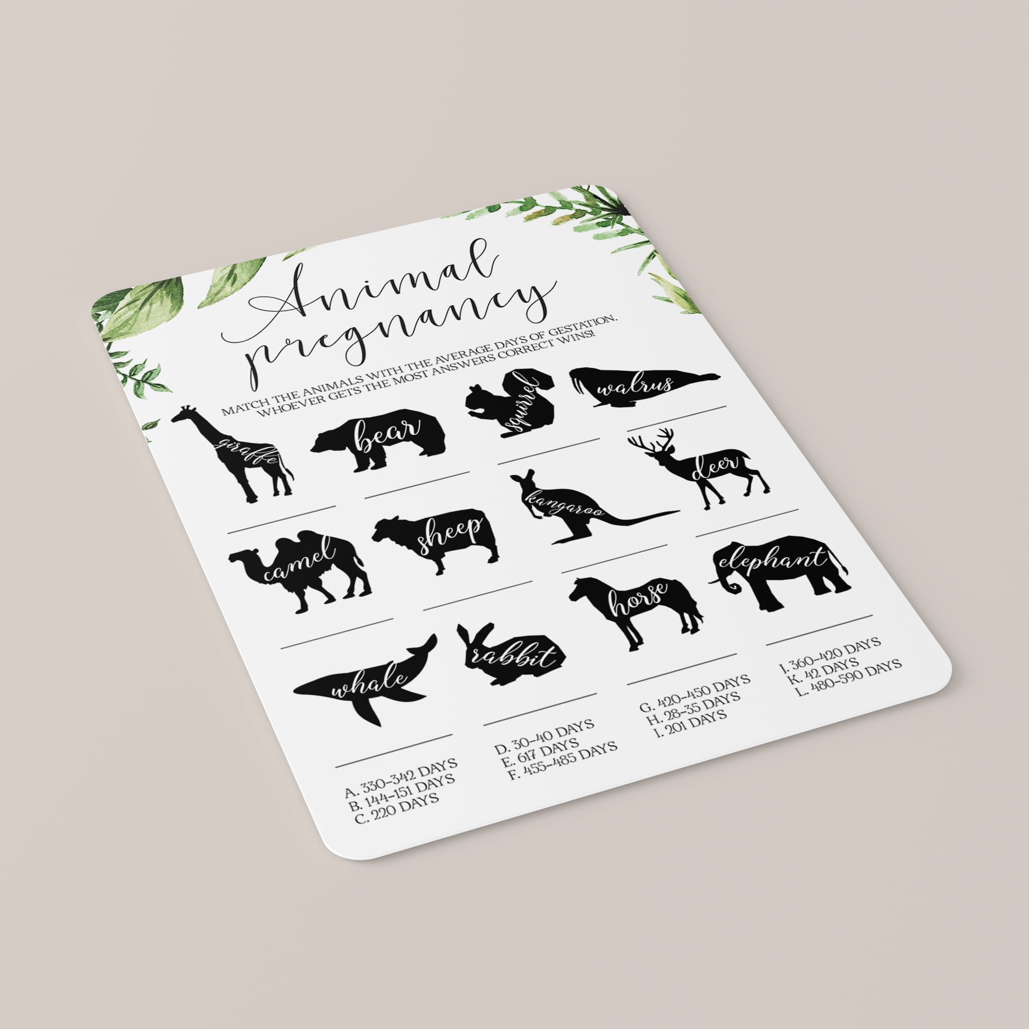 DIY baby shower games funny animals game by LittleSizzle