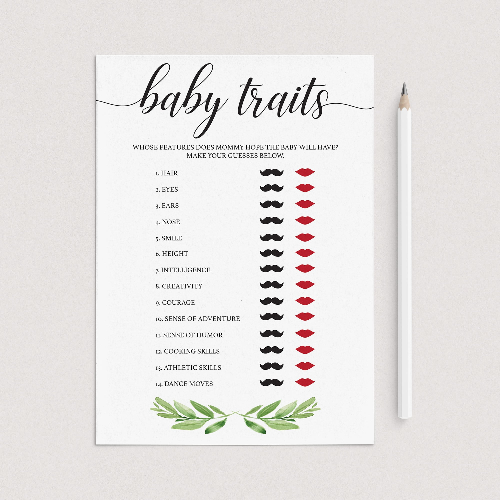 Guess the features baby shower game download by LittleSizzle