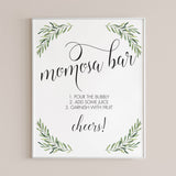 Greenery Momosa Bar Sign for Baby Shower by LittleSizzle