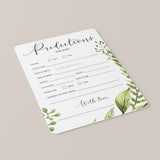 Baby Prediction Card Printable for Neutral Baby Shower