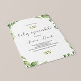 Invitation Template for Baby Sprinkle with Watercolor Leaves