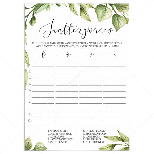 garden bridal shower games ideas printable by LittleSizzle