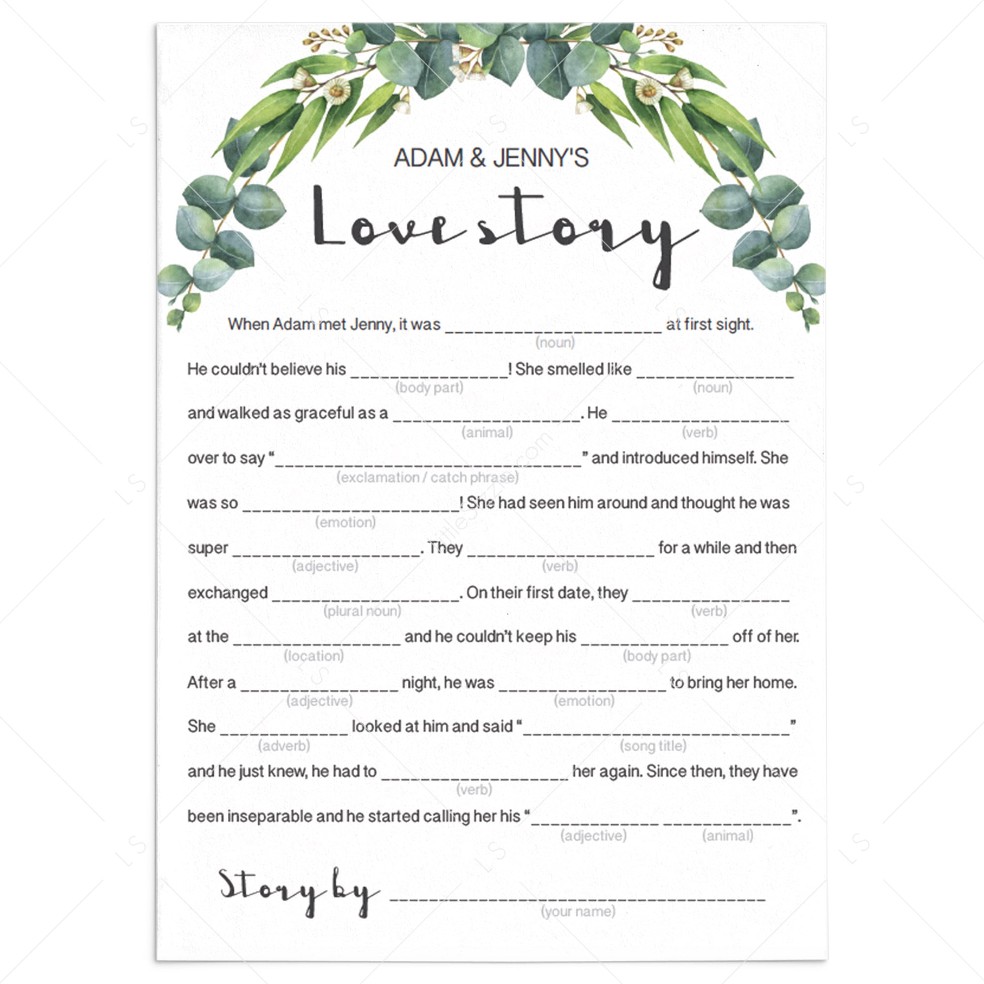 garden bridalshower mad libs printable by LittleSizzle