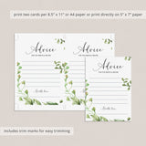 Garden Bridal Shower Advice Cards Instant Download