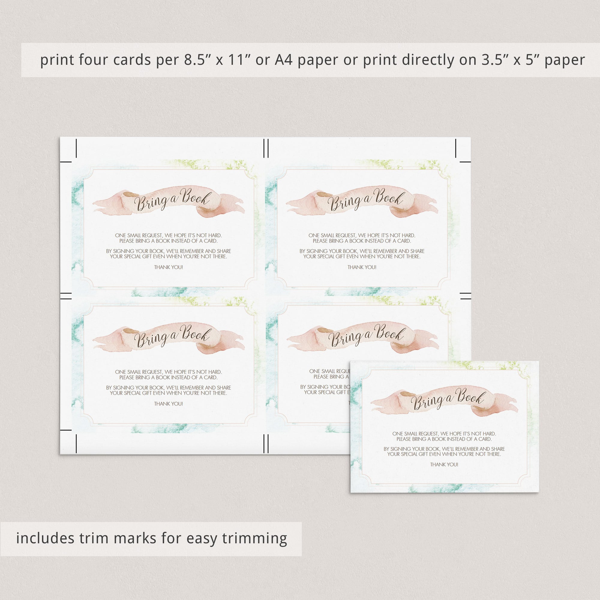 Editable books for baby cards with watercolor background by LittleSizzle