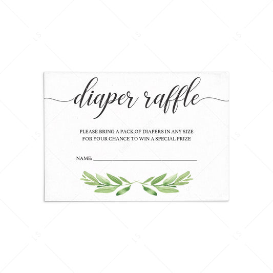 Greenery Baby Shower Diaper Raffle Ticket by LittleSizzle