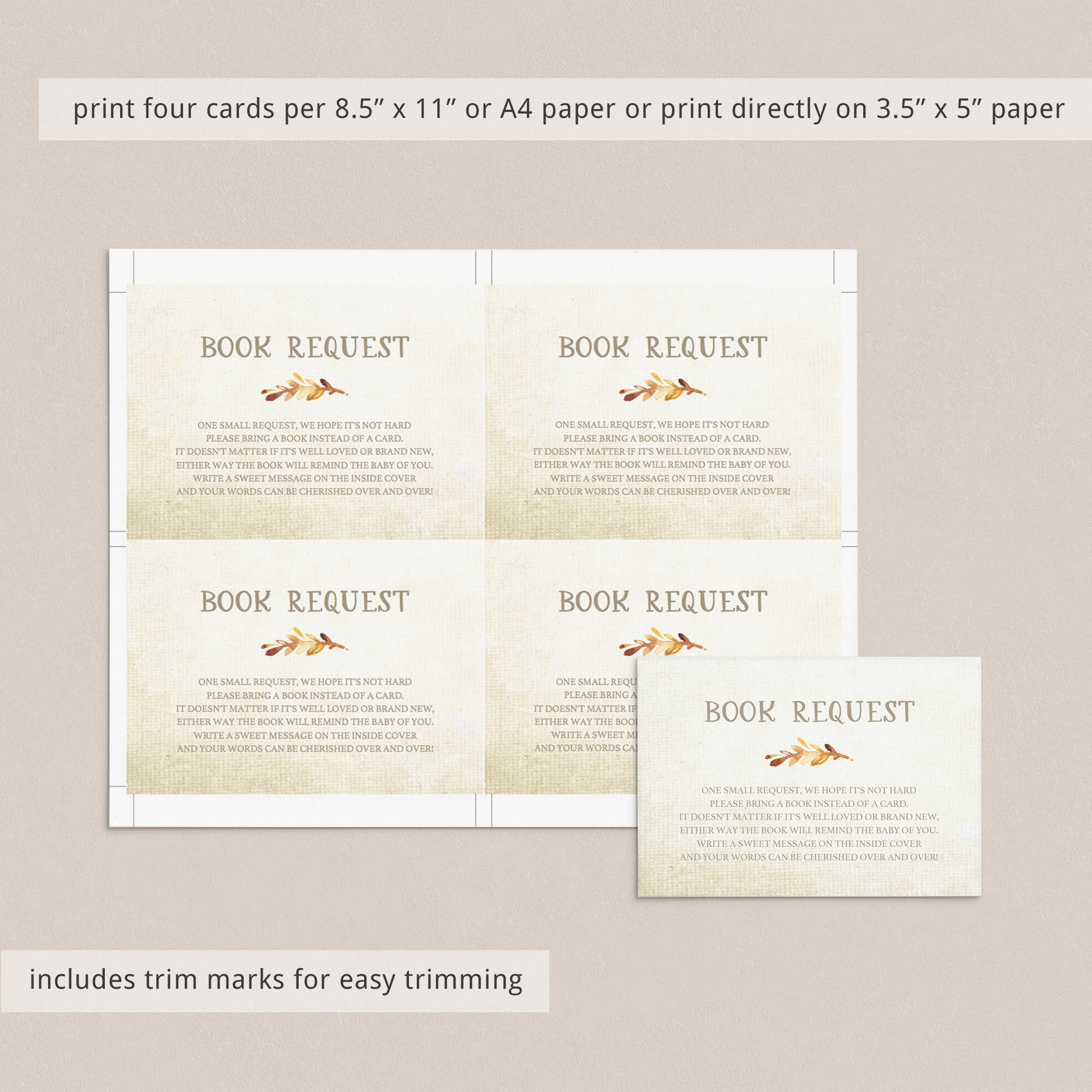 Autumn leaf baby invitation insert book request by LittleSizzle