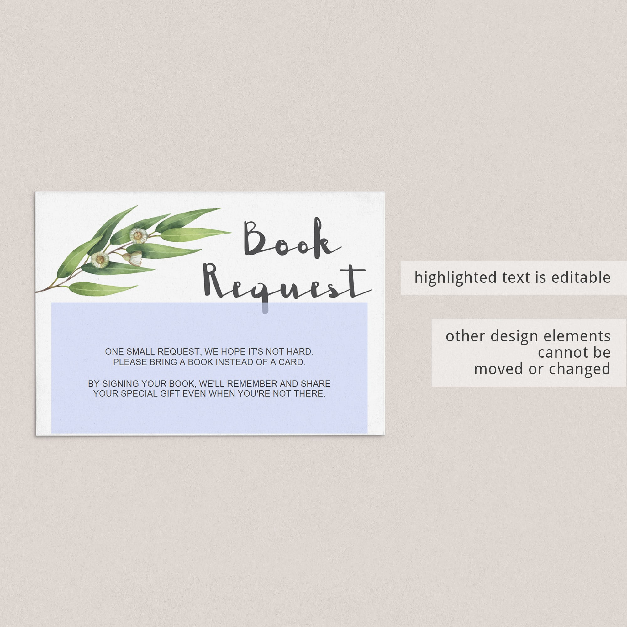 Instant download green baby shower book request card by LittleSizzle