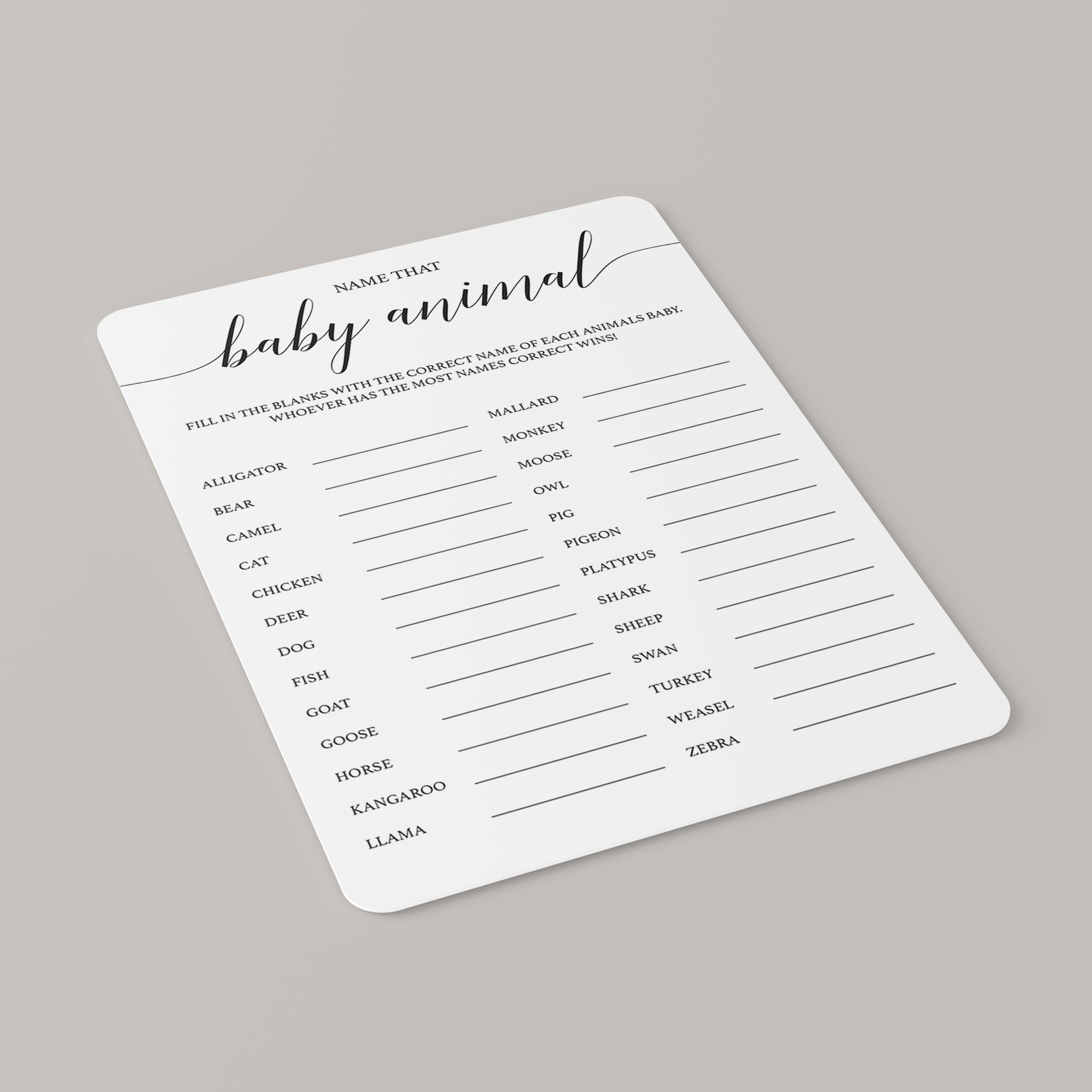 DIY baby shower games guess the baby animal by LittleSizzle