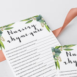 Nursery Rhyme Game for Greenery Baby Shower Printable & Virtual