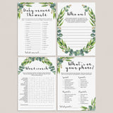 Eucalyptus Baby Shower Games Pack Digital Files