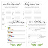 Watercolor leaves baby shower game bundle by LittleSizzle