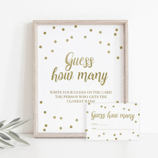 Gold confetti baby shower game guess how many by LittleSizzle