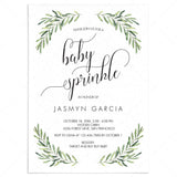 Greenery Leaf Baby Sprinkle Invitation Template by LittleSizzle
