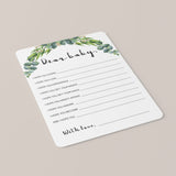 Greenery Baby Shower Wishes for Baby Printable & Virtual Files