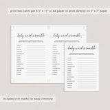 Printable Baby Shower Games Pack with Calligraphy Font
