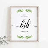 Decorate a bib for baby shower game sign printable by LittleSizzle