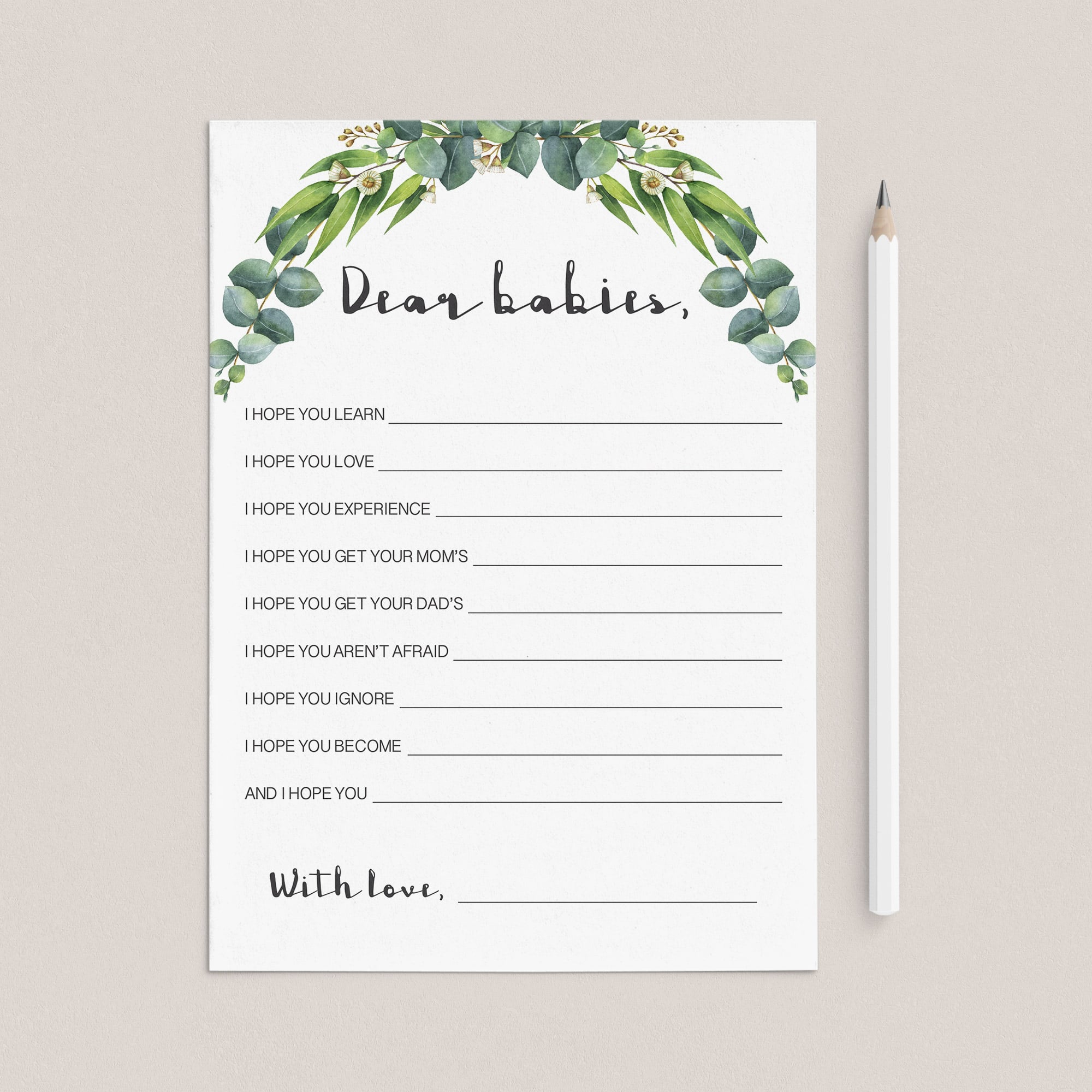 Twin babies advice cards printable by LittleSizzle