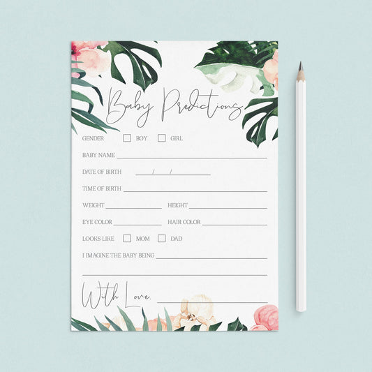 Tropical Theme Baby Shower Baby Prediction Cards by LittleSizzle