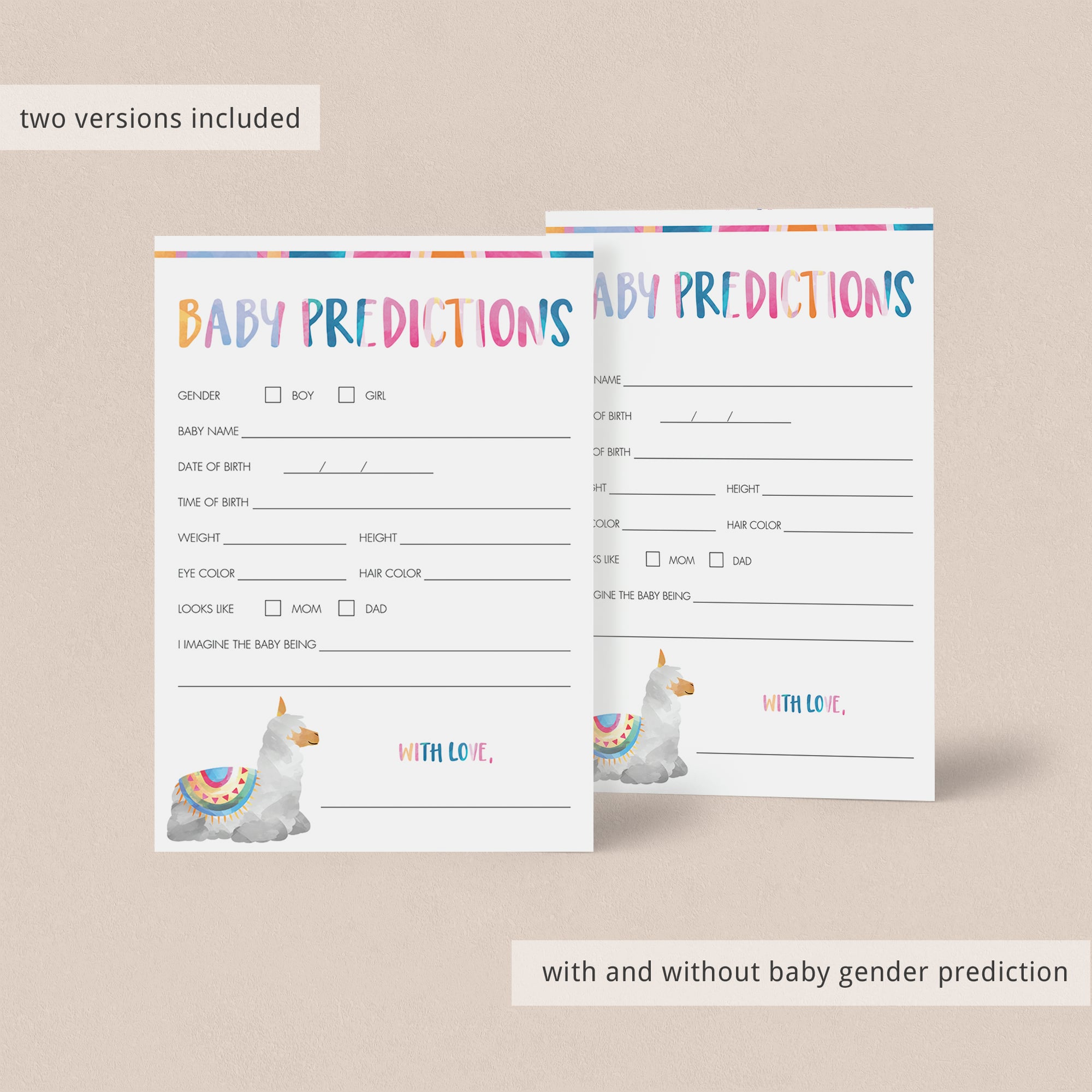 Llama baby shower games instant download by LittleSizzle