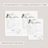 Green Foliage Baby Predictions Card Printable