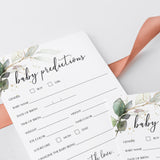 Green Foliage Baby Predictions Card Printable