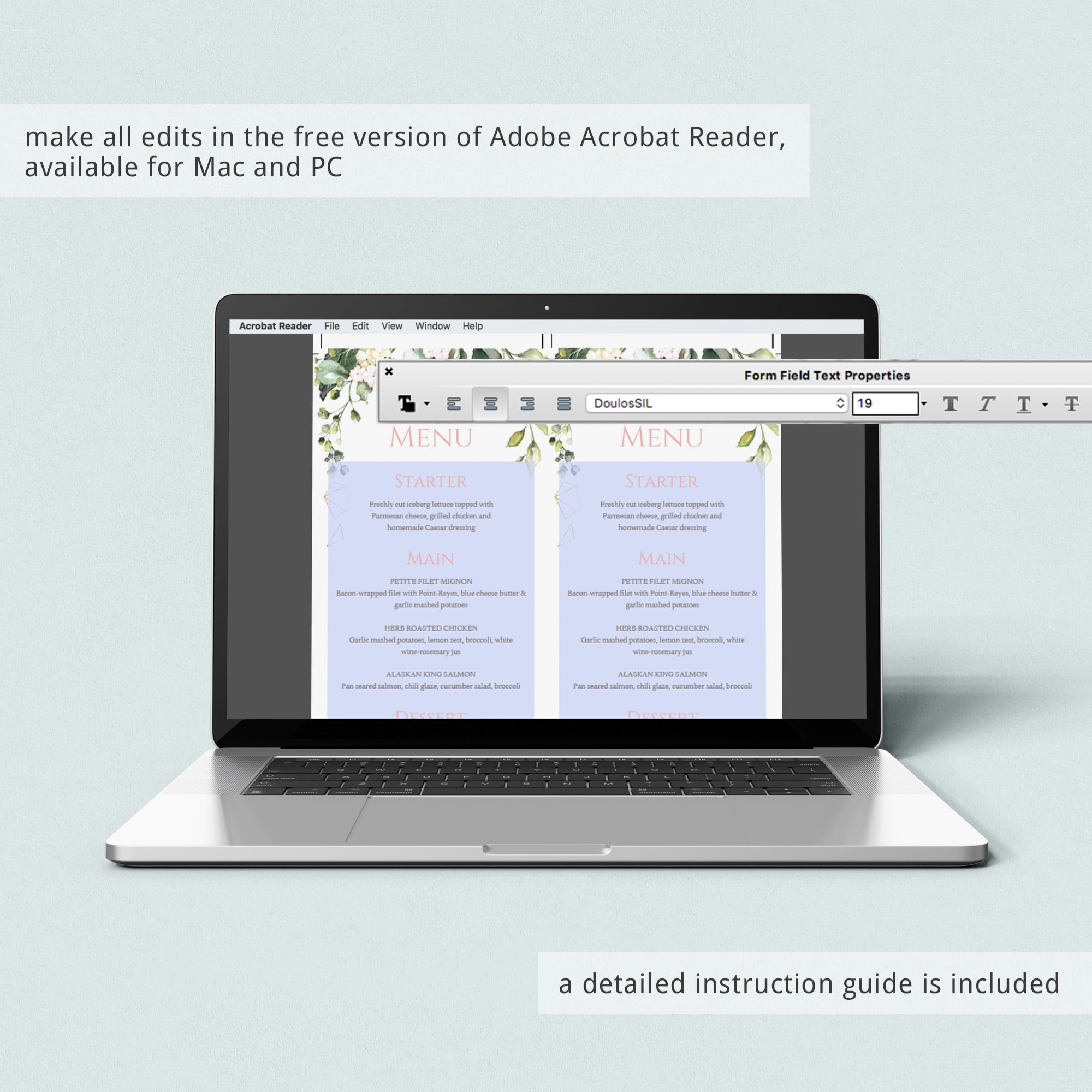 Outdoor dinner party table decorations menu template by LittleSizzle