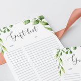 Green leaves on gift and guest tracker printable by LittleSizzle