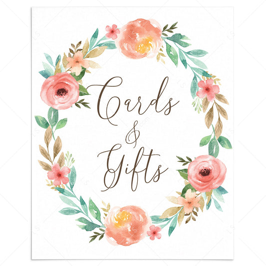 Printable Gift Table Sign with Watercolor Flowers by LittleSizzle