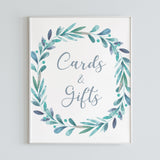 Printable Cards and Gifts Sign with Watercolor Wreath by LittleSizzle