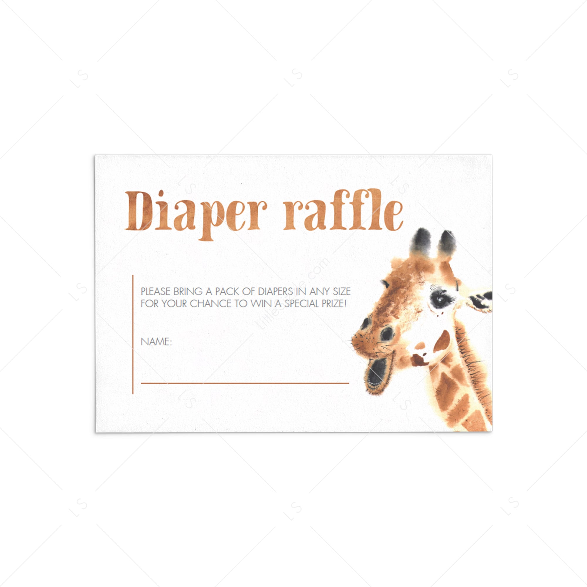 Giraffe Baby Shower Diaper Raffle Card Template by LittleSizzle