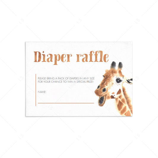 Giraffe Baby Shower Diaper Raffle Card Template by LittleSizzle