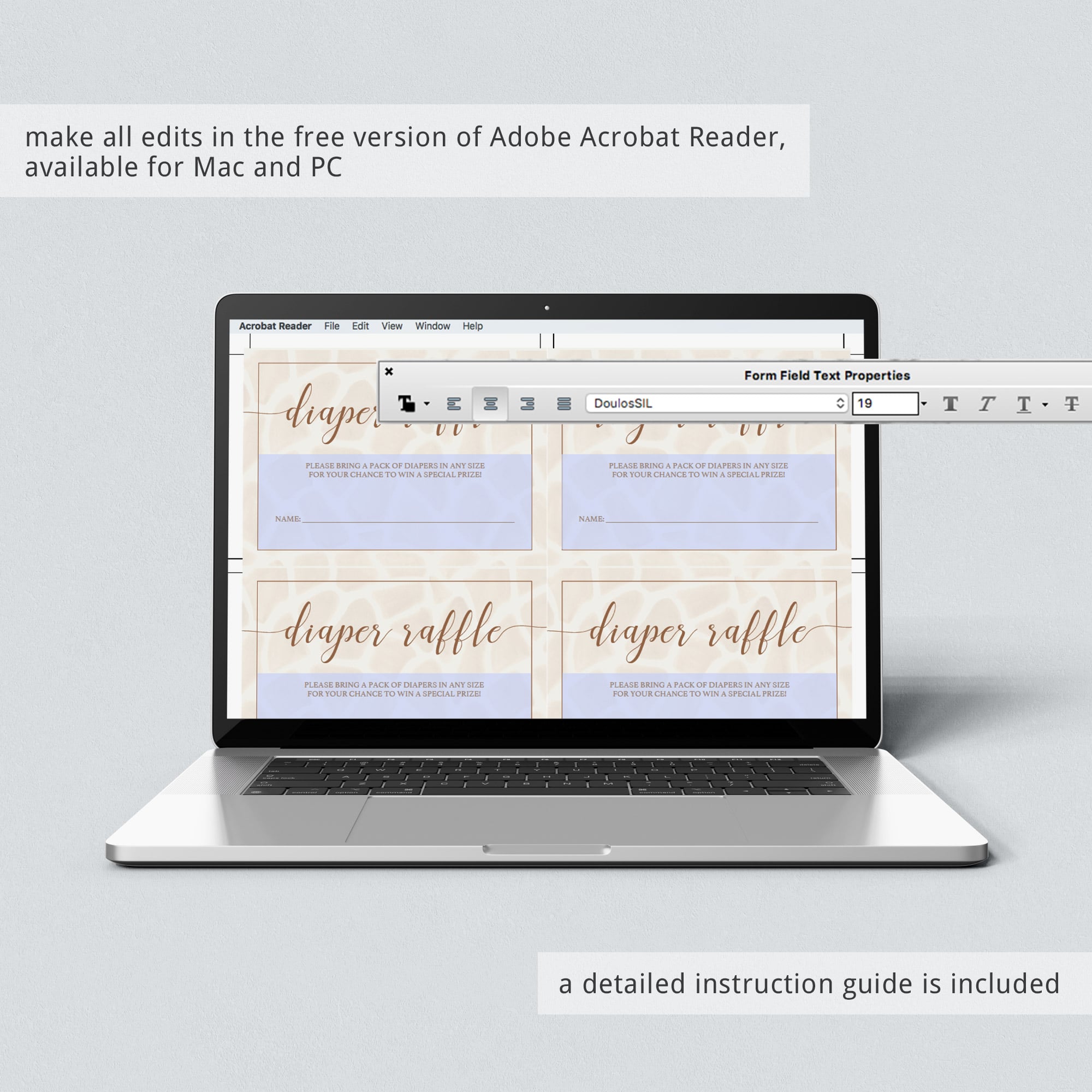 Editable neutral baby shower games diaper raffle cards by LittleSizzle