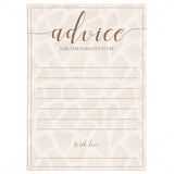 Rustic giraffe baby shower game cards advice for parents by LittleSizzle