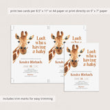 Funny Baby Shower Invitation Suite Giraffe Theme